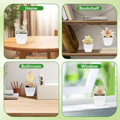 9 Pcs Artificial Succulents Plants in White Pot Small Fake Succulent Echeveria DIY Home Office Indoor Bathroom Living Room Decoration in Saudi Arabia