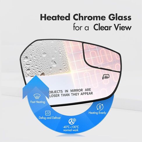 متوافق مع Ford Escape Passenger Side Mirror 2017 2018 - زجاج مرآة للمنظر الأيمن مع لوحة دعم ، ساخنة in Kuwait