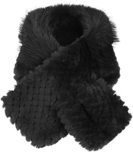 Women Winter Faux Rabbit Fur Trimmed Cloche Hat with Scarf Set Furry Warm Beanie Collar Scarf Set for Ladies in Kuwait