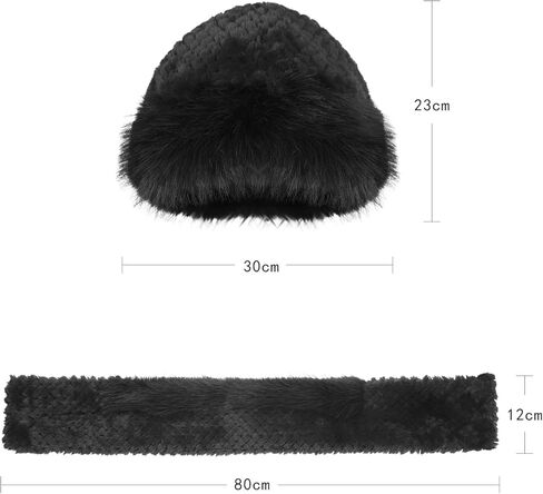 Women Winter Faux Rabbit Fur Trimmed Cloche Hat with Scarf Set Furry Warm Beanie Collar Scarf Set for Ladies in Kuwait