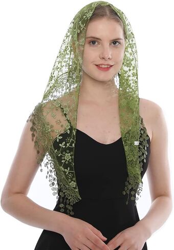Triangle Lace Scarf for Women Mantilla Veil Tulle Lace Headscarf Lightweight Fashion in Saudi Arabia