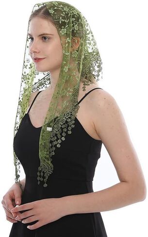 Triangle Lace Scarf for Women Mantilla Veil Tulle Lace Headscarf Lightweight Fashion in Saudi Arabia