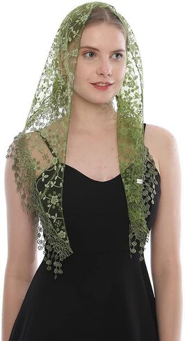 Triangle Lace Scarf for Women Mantilla Veil Tulle Lace Headscarf Lightweight Fashion in Saudi Arabia