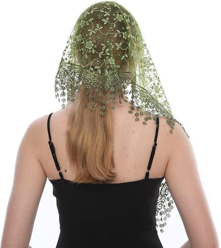 Triangle Lace Scarf for Women Mantilla Veil Tulle Lace Headscarf Lightweight Fashion in Saudi Arabia