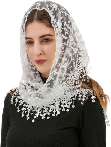 Triangle Lace Scarf for Women Mantilla Veil Tulle Lace Headscarf Lightweight Fashion in Saudi Arabia