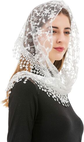 Triangle Lace Scarf for Women Mantilla Veil Tulle Lace Headscarf Lightweight Fashion in Saudi Arabia