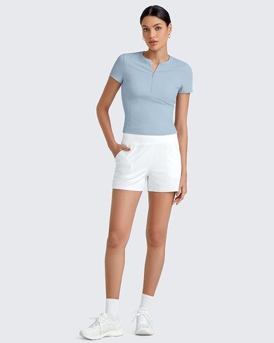 G4free Half zip تمرين القمصان Women Slim Fitted Out Tops Gym Athletic مضلع ضيقة ضيقة in Saudi Arabia