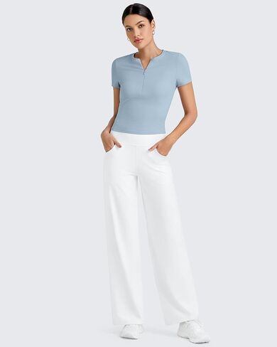 G4free Half zip تمرين القمصان Women Slim Fitted Out Tops Gym Athletic مضلع ضيقة ضيقة in Saudi Arabia