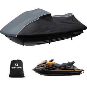QUNSUNUS Waterproof Jet Ski Cover for Yamaha FX Cruiser SVHO/HO/SHO 2012-2018, Trailerable Covers with Zipper, All Weather Waverunner Cover with Straps for Wind, Sun, UV and Dust Protection