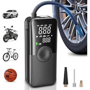 ضاغط الهواء المحمول في إطارات Carsun cordless ، مضخة إطارات السيارات مع شاشة مزدوجة رقمية ، مضخة هواء محمولة 150psi لإطارات السيارات مع مقياس الانكماش والضغط ، مناسبة للسيارات والدراجات النارية والدراجات