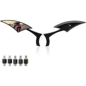 Universal 8mm/10mm أسود دراجة نارية للدراجة الخلفية مرايا جانبية ، متوافقة مع طراد Chopper Sportster Dyna Softail Street الدراجات الدراجة الترابية (أسود)