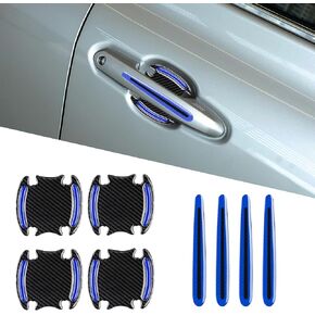 8PCS Car Door Handle Protector Reflective Sticker, Universal 3D Carbon Fiber Scratch Protector Cover, Red