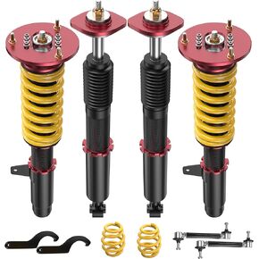 Lowering Coilovers Struts w/Non-Adjustable Damper Compatible for 1998-2006 BMW E46 316i 318i 320i 323i 325i 328i Shocks Adjustable Height Suspension Coil Spring Strut (Set of 4)(Yellow)