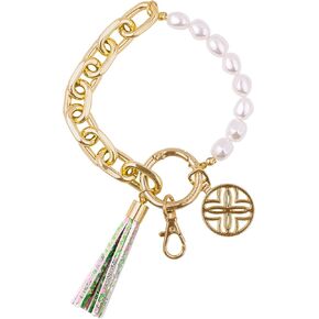 Lilly Pulitzer Cute Womens Wristlet for Keys, Key Holder Bracelet for Women, Lime Feeling Good