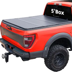 قمة TRI TRI غلاف TONNEAU متوافق مع 2005-2025 NISSAN FRONTIER 5FT BED (58.6 ") مع نظام سكة حديد Deck W/O ، الصلب والليبي
