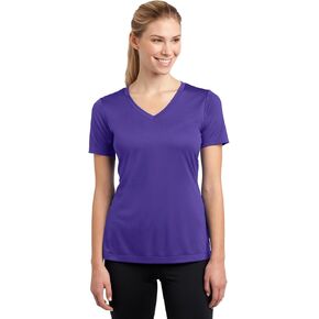 Sport-Tek® Ladies Posicharge® Compontitor ™ V-Neck Tee. LST353 - هيذر الخرسانة الرمادية
