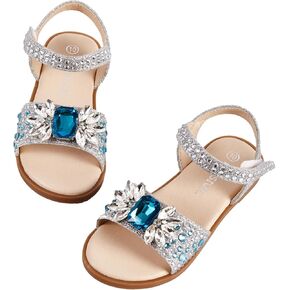 Girls Sandals Open Toe Flat Sandals Rhinestone Summer Dress Shoes Toddler/Little Kid/Big Kid