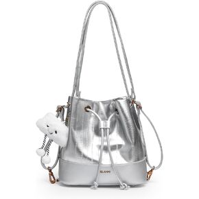 Hobo Bucket Bags for Women PU Leather Trendy Shoulder Purses Small Crossbody Bag with Adjustable Strap