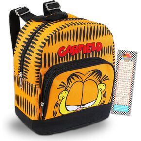 Garfield Mini Backpack for Women Set - 10" Canvas Garfield Backpack with Front Pocket and Bookmark | Garfield Backpack Purse Bundle