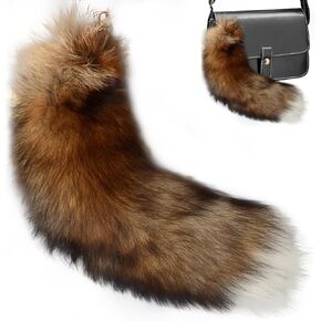Fluffy Fur Wolf Tail Keychain Black Red Purple Fox Tail Key Chain Cosplay Toy Costume Keyring for Women (Orange)