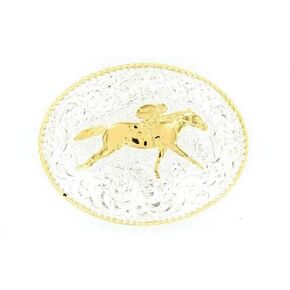 Men's Race Horse Buckle Silver One Size