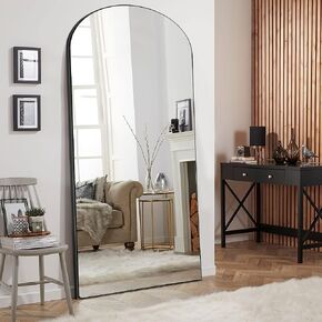 Pexfix Arched Full Length Mirror Full Length Floor Mirror Floor Mirror Full Length Arched Wall Mirror Full Body Wall Mirror Sleek Arched-Top Mirror，Black，71''×24''