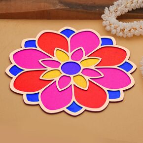 TIED RIBBONS Rangoli Mats for Decoration, Home, Office | 12 Inch | Wooden DIY Floral Easy to Use Rangoli Template | Easy to Fill Wooden MDF Rangoli Boards for Indian Indian Decorations for Home