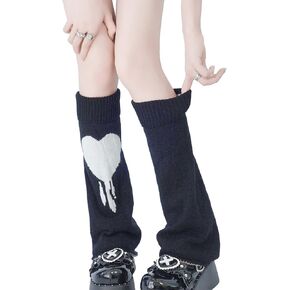 XEPST Black Leg Warmers Flared Leg Warmers for Girls Kawaii Socks Harajuku Japanese Women's Knee High Socks for Women Winter