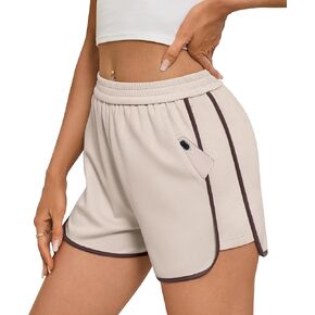 IVIR Summer Sweat Shorts for Women Elastic Waist Athletic Shorts with Pockets Casual Lounge Dolphin Shorts