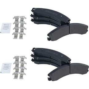 TRQ Front & Rear Brake Pads Semi-Metallic Compatible with 2016-2019 Chevrolet Suburban 3500 HD 2012-2021 Nissan NV1500 NV2500 NV3500 2016-2021 TITAN XD