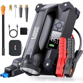 6000A Jump Starter with Air Compressor 150PSI 65W Charger, 12V Battery Jumper Starter Pack Portable (10L Gas/8L Diesel), 103.6Wh Jump Box Battery Charger with LCD Display, Lights 2000 LM