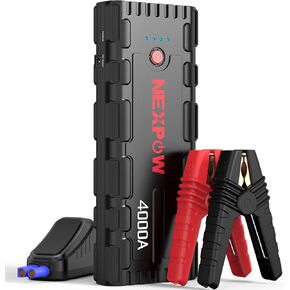 Nexpow G17 S40 Car Jump Starter Pd60W Charge Charge ، 4000A Peak Jump Starter Battery Pack (جميع الغاز حتى 10.0 لتر محرك ديزل) ، صندوق قفزة ليثيوم 12 فولت ، حزمة معززة بطارية محمولة مع مصباح LED مع مصباح LED