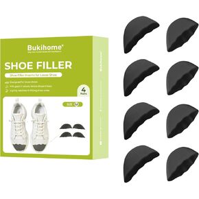 Bukihome Shoe Filler Insert - 4 Pairs Shoe Filler for Too Big Shoes, Heel Cushions for Women, Toe Inserts, Size Reducer Make Shoes Fit, Cushions for Women, Yellow, S