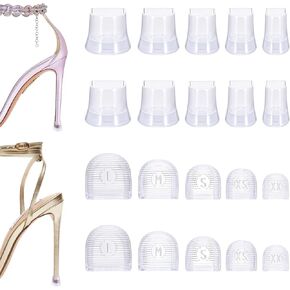 10 Pairs of Stiletto Heel Cap Protectors, 4 Sizes Universal Heel Caps Anti-Slip Noise Reduction Heel Covers Suitable for Weddings, Grass, Gravel Roads, Outdoor Activities (U Type-Black)