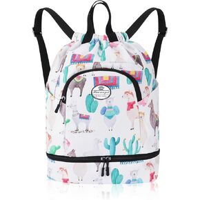 HUA ANGEL Ultralight Drawstring Backpack for Gym/Travel Water-Resistant Unisex Sports Sack with Shoe & Basketball Compartment