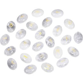 SUNYIK Blue Sand Natural Cabochons Flatback Rune Stones Set with Alphabet Lettering Healing Crystal Meditation Divination, 25Pcs