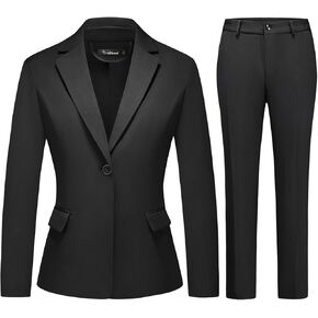 Women's Business Solid Suit 2 Piece Slim Fit Classic Blazer Pants Set for Women Formal Office