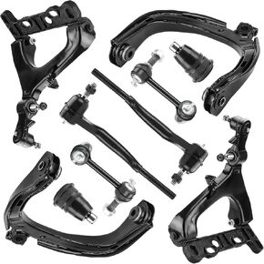 Front Lower&Upper Control Arms w/Ball Joints Outer Tie Rods Suspension Kit for 2004-2007 Trailblazer/GMC Envoy/Buick Rainier/Isuzu Ascender, 2005-2007 Saab 9-7X (10pc)