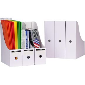 Magazine File Holder(12Pack,White) Magazine Storage for Home, Office, Desk-Desk File Holders-Magazine Storage Box with Label Stickers.