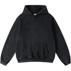 hathne Men's Oversized Hoodies Sweatshirt Cotton Wash Hooded Baggy Pullover Hoodies Vintage Winter Spring