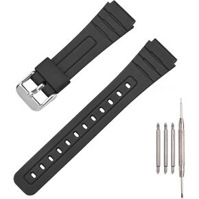 TPU Watch Strap Compatible with Casio F-91W/F-84/F-94/F-105/F-108/A-158 Men's and Women's 18mm Watchbands Replacement