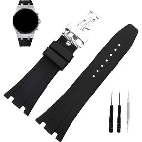 Rubber 26MM Watch Bands Compatible Fit for Audemars Piguet AP Royal Oak Offshore 15703(Women's style) 15400 15202 26331 Silicone Strap Wirstband for Men and Women Waterproof Bracelet Watch accessories