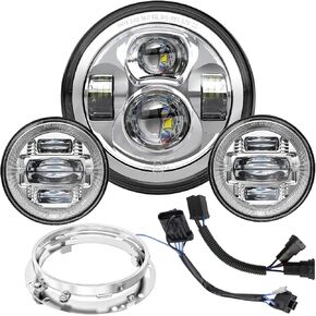 جديد سعة 7 بوصات دراجة نارية LED LED 4.5 "ضباب الأضواء النقطة النقطة SAE معتمدة ل Harley Davidson Heritage Road Road King Street Electra Glide Ultra Limited CVO Tri Deluxe Switchback
