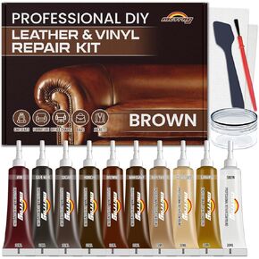 Brown Leather Repair Kit for Furniture, Leather Couch and Leather Chair Repair Kit for Sofa, Jacket, Car Seats, Purse, Restores Faux, Artificial, Genuine Pleather & Any Material, for Scratch, Tears