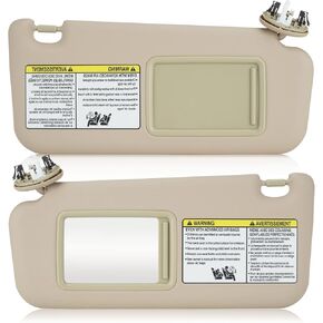 Left & Right Driver Passenger Side Sun Visor for Toyota RAV4 2006 2007 2008 2009 2010 2011 2012 2013, Replace for 74320-42501-B2, 74310-42452-B2, Beige Left & Right side Sun Visor with Light