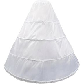 Women's Petticoat 4 Hoop Underskirt Crinoline Floor Length for Wedding Ball Gown Tutu Tulle Slips Skirt