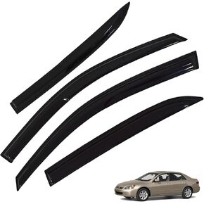 4-Pack Automotive Window Visor Vent Rain Guard Deflector Black Plastic Replacement for 2003-2007 Accord Sedan 4-Door