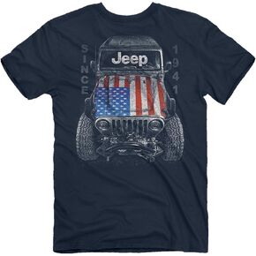 Jeep Big USA Short Sleeve T-Shirt, Blue | Wrangler, American Flag Design | 100% Combed Ringspun Cotton