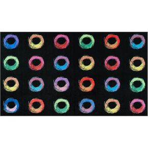 Staruia Big Classroom Brug Educational Area Room for Kids ، 7.5x13 Abstract Black Carpet with Dircles Handpainated Handslity ، وسجاد غرفة الأطفال المرتفعين المقاومة للبقع للبلاط للبلاط.