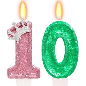 Pink and Green Birthday Number Candle, Wicked Birthday Decorations, Cake Topper Decoration for Birthday Party Decorations (Number 6)